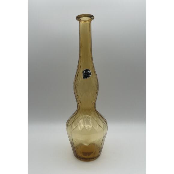 Rossini Empoli Amber Glass 13.5” Genie Bottle Decanter Italy Vintage No Stopper - Picture 1 of 11